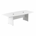 Bush Business Furniture 96W x 42D Boat Shaped Conference Table W/ Wood Base in White 99TB9642WHK